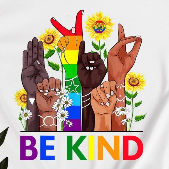 Be Kind Sign Language Shirt, Be Kind Rainbow Shirt - Picture 2 of 3